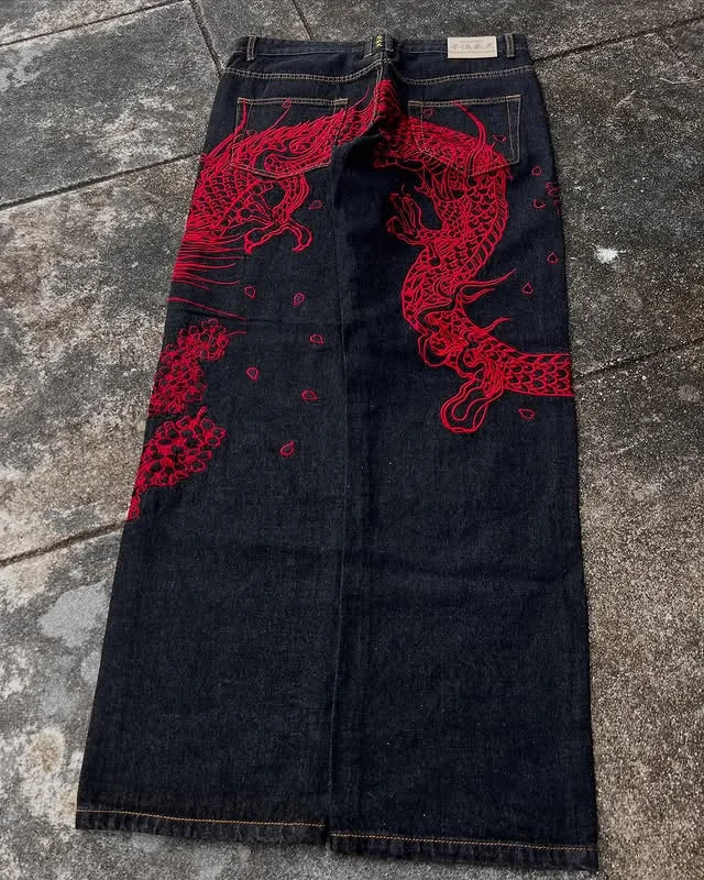 Dragon Print Y2K Baggy Jeans