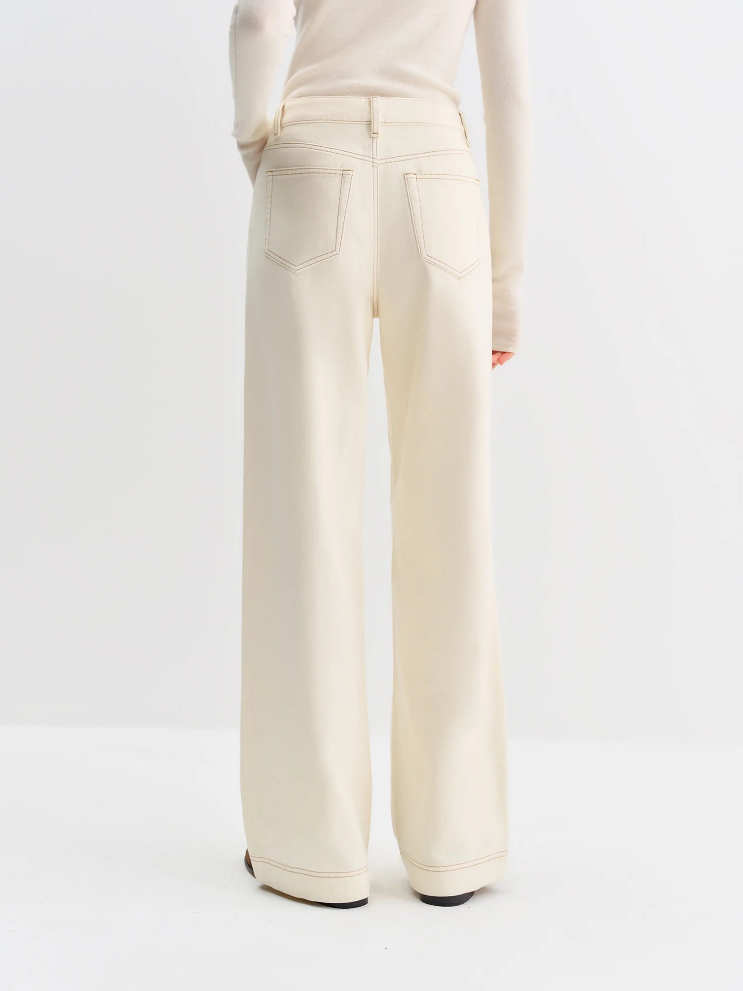 FSLE Straight High Waist Jeans for Women Winter Solid Simple All-match 2025 New Long and Short Versatile Pants Korean Style