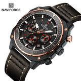 NAVIFORCE Sports Multifunction Waterproof Watches for Men Fashion Leather Luxury Brand Quartz Analog Luminous Square Wrist Watch