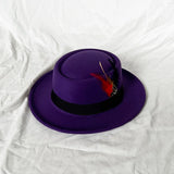 Men's Vintage Felt Fedora Hat with Feather Accent