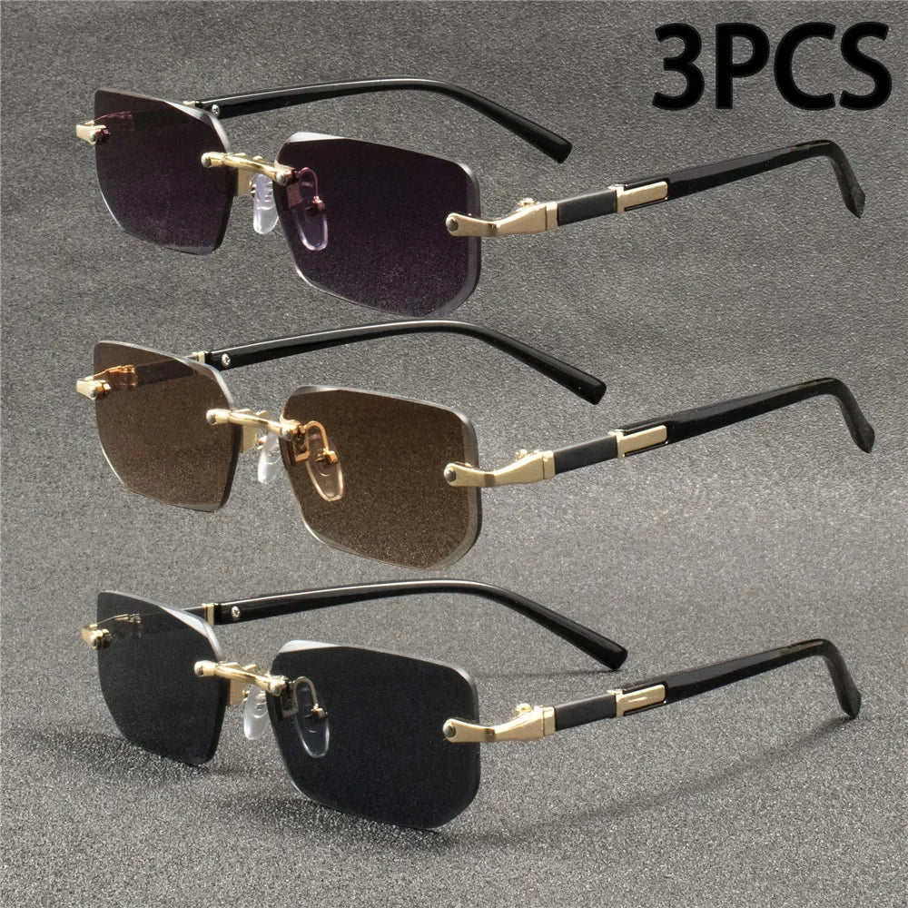 Rimless Rectangle Sunglasses for Women & Men