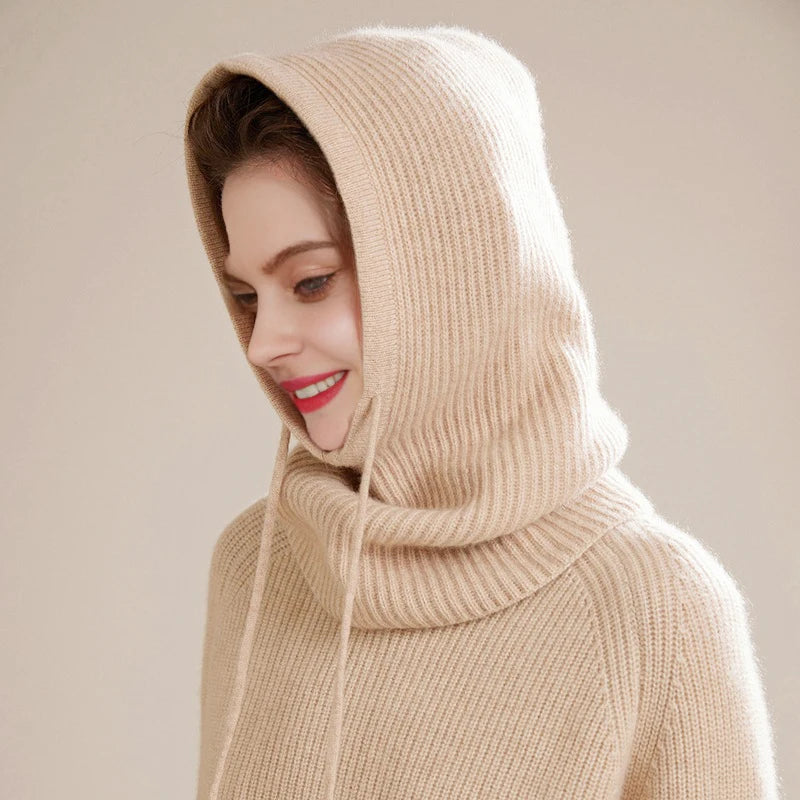 Women's Wool Knit Balaclava Hat – Warm Winter Ski Bonnet