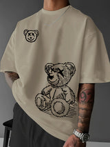 Men's Cartoon Bear 100% Pure Cotton Graphic Tee