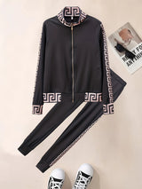2025 Europe And The United States New Style Leisure Printing Stitching Two-piece Suit