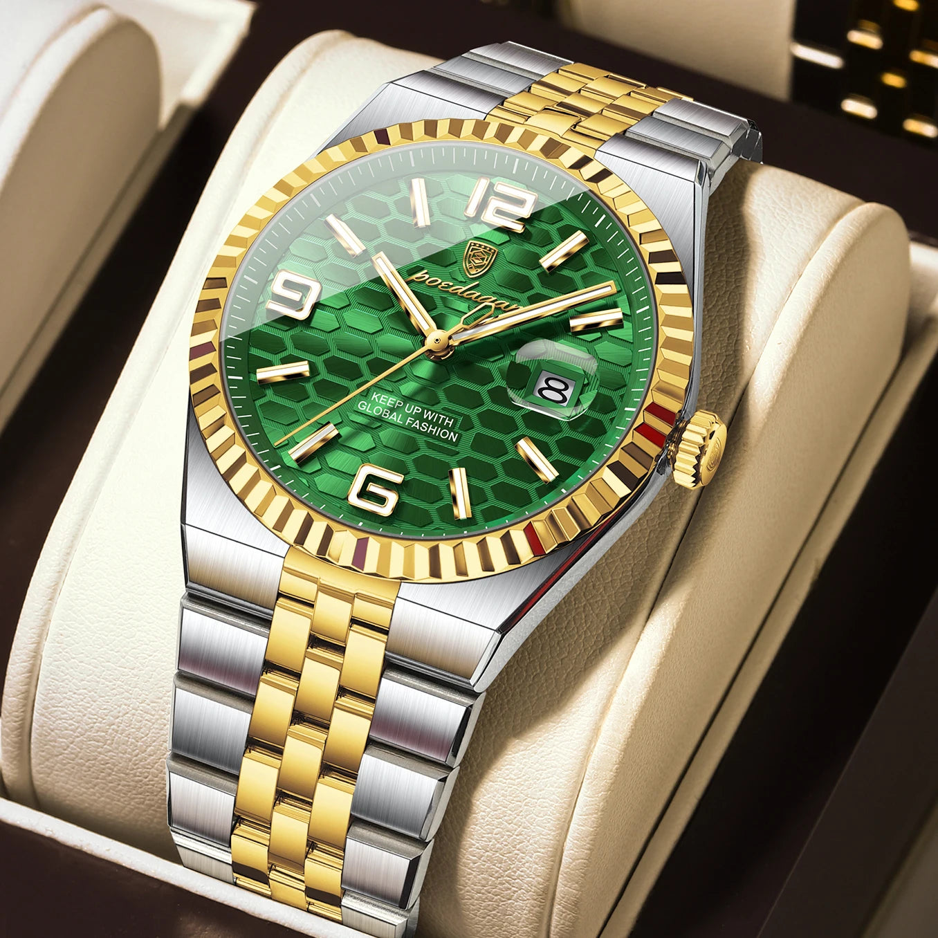 POEDAGAR Luxury Stainless Steel Watch