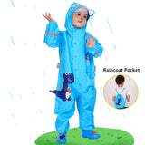 Kids Waterproof Dinosaur Raincoat – Hooded Jumpsuit