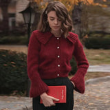 Vintage-Style Printed Knit Cardigan