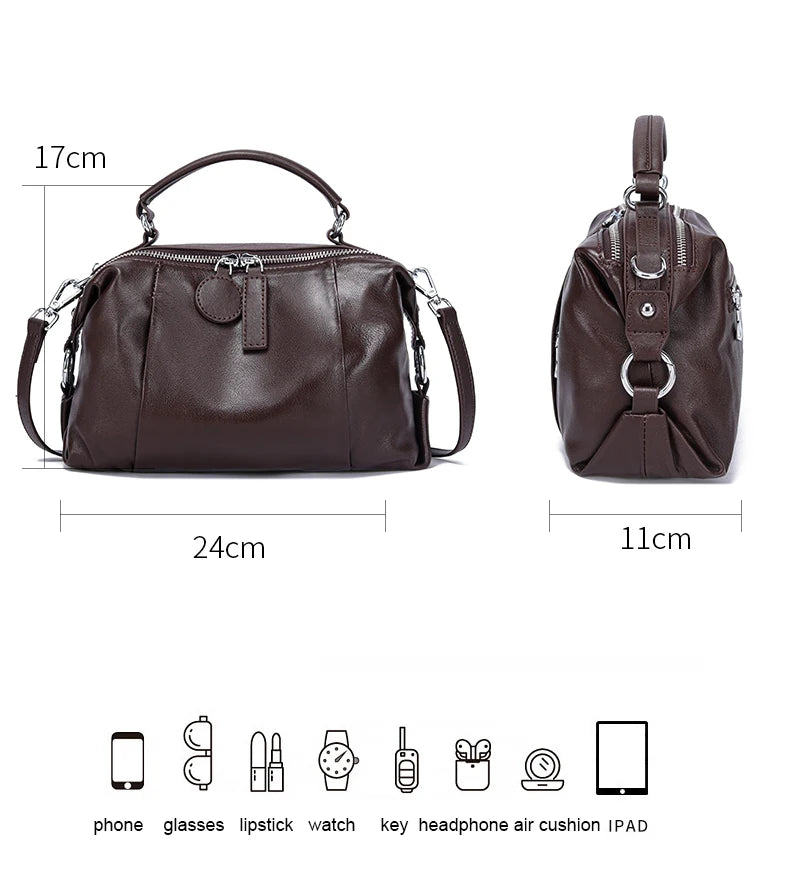 Women Natural Cow Genuine Leather Shoulder Bags Women Cowhide Bag Lady Soft Design Female Luxury Handbag for Ladies High Quality
