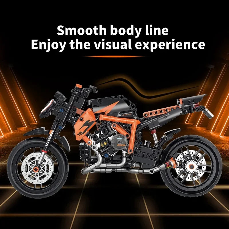 Technical MOC Construction Bricks Motorcycle Model Creative Building Kit Assembly Toys Educational Gift for Children Boys Girls