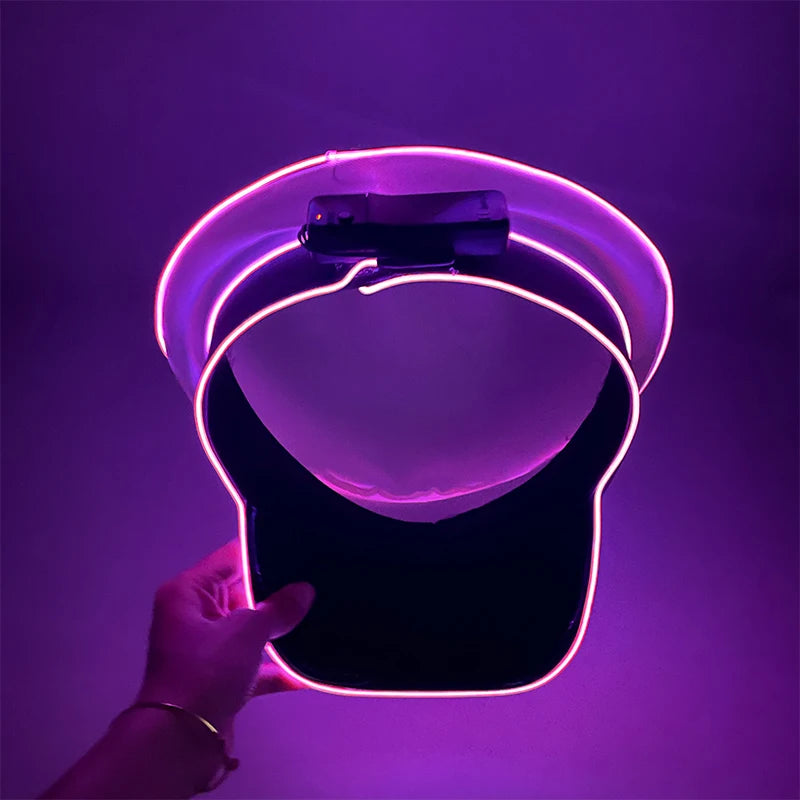 New Luminous White Sailor Captain Yacht Caps Wheat Embroidery LED Glow Navy Marine Hat Men Women Cosplay Halloween Costume Hats