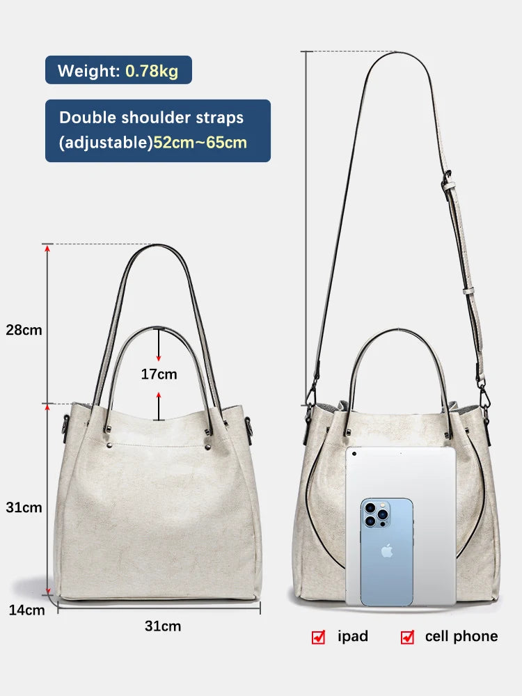 Zency Fashion Multifunctional Tote Handbag For Women 100% Genuine Leather Shoulder Crossbody Large Shopper Bag Underarm Red bag