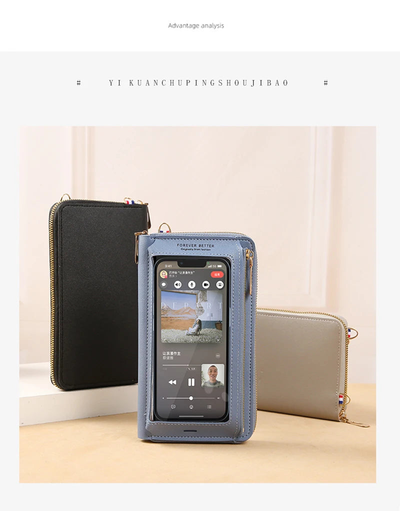 Women Crossbody Bags Touch Screen Cell Phone Purse 2023 Fashion Shoulder Bag Mobile Mini Wallet Card Holder Handbag for Female