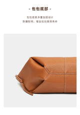 2025 leather shoulder bag versatile niche handbag, top layer cowhide commuting high-end feeling, large capacity tote bag for wom