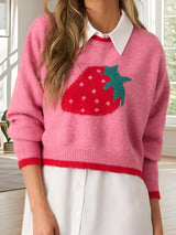 Cherry Patterned Oversized Pullover