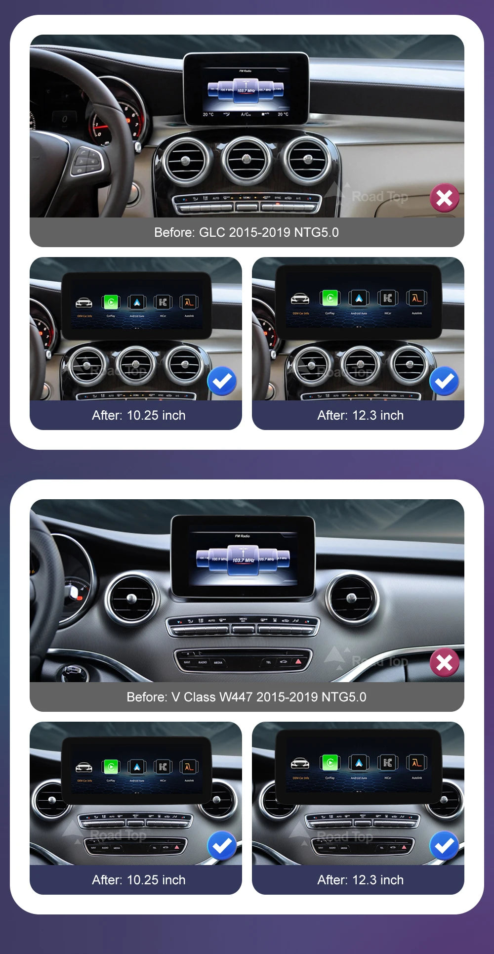 Mercedes Benz W205 GLC CarPlay & Android Auto Screen