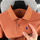 100% pure cotton high-end brand men's short sleeve polo shirt 2026 summer luxury fashion pony embroidery golf top casual T-shirt