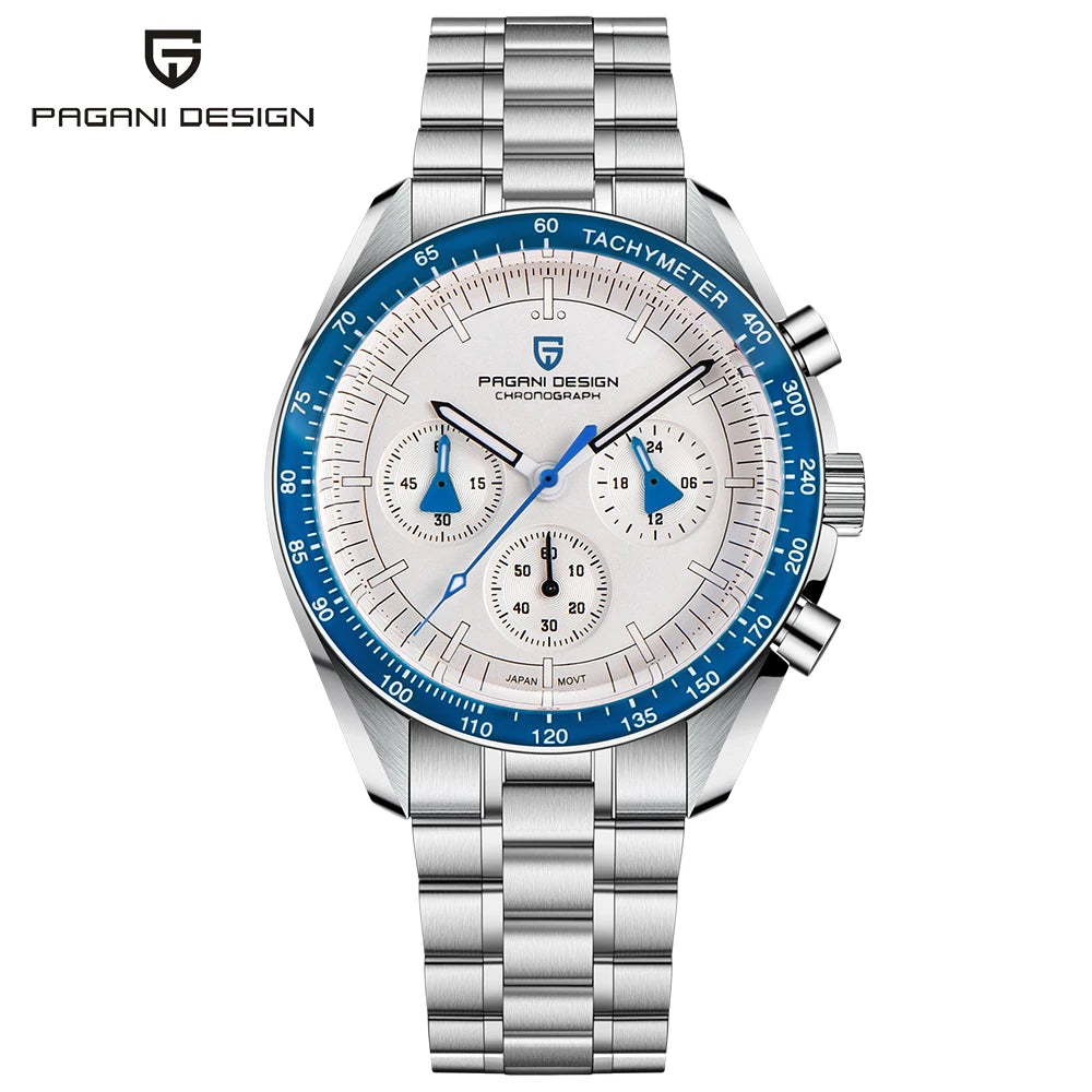 PAGANI DESIGN New Luxury Moon Quartz Watches For Men Stainless steel Luminous waterproof Sports Chronograph Man 2026 Retro Watch