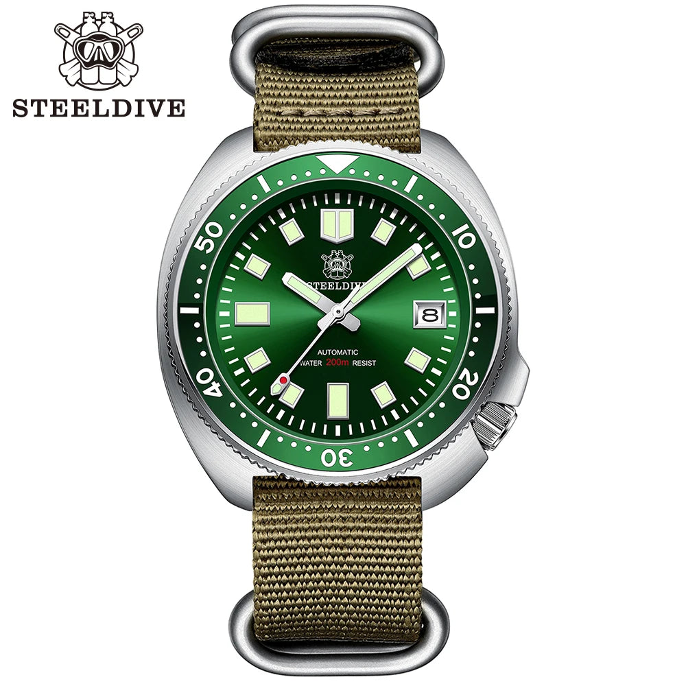 STEELDIVE Classic New Nylon Strap SD1970 200M Water Resistant Sapphire Glass AR Coating Mens Automatic Watch NH35 Dive Watch