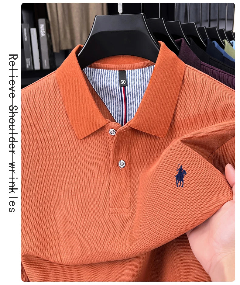Premium Cotton Embroidered Long Sleeve Polo Shirt