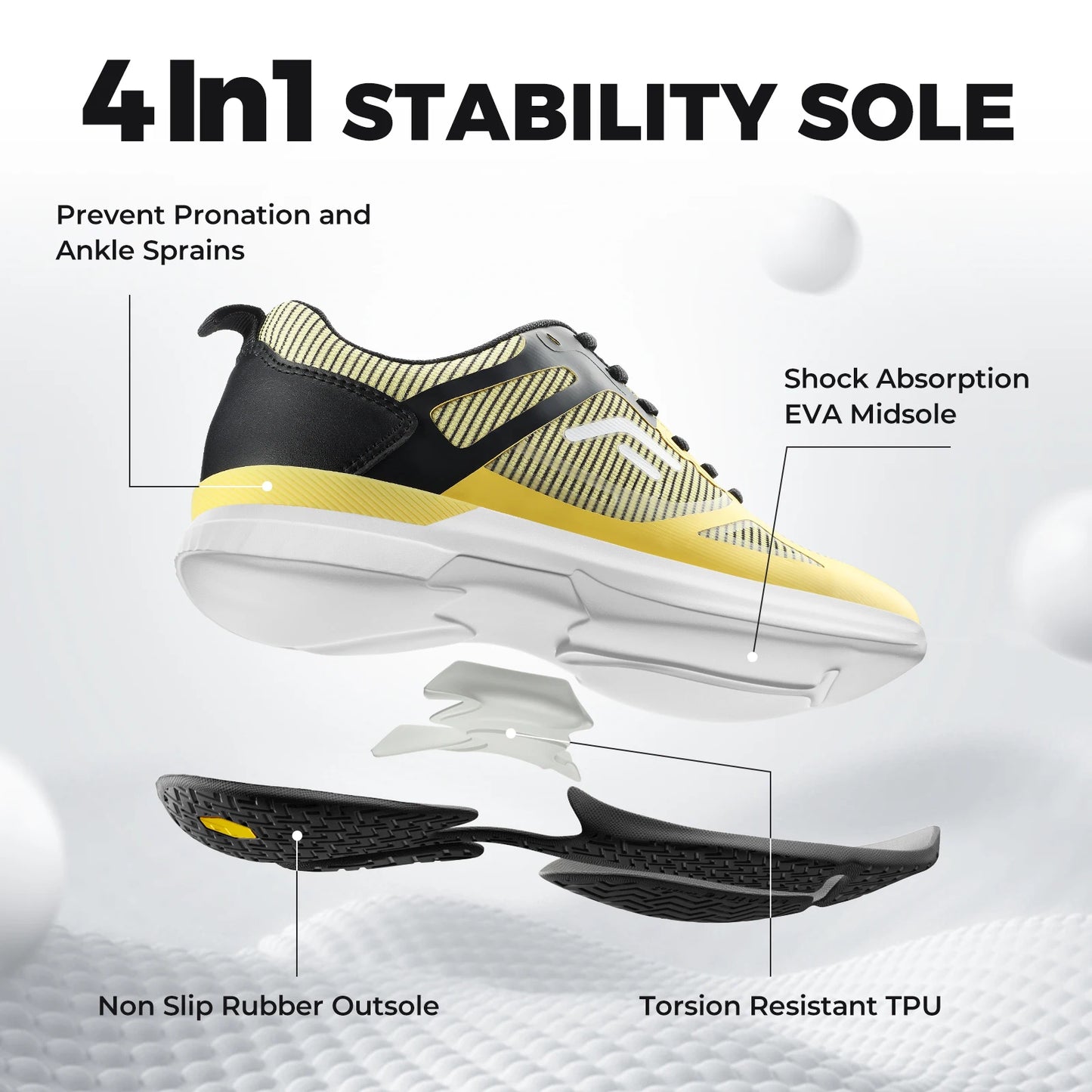 FitVille Men's Wide Pickleball Shoes Tennis Shoes Full Court Tennis Sneakers with Arch Support Lightweight Non-slip Sports Shoe