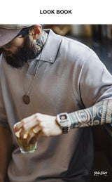 Maden Vintage Seagull Collar Polo Shirt for Men