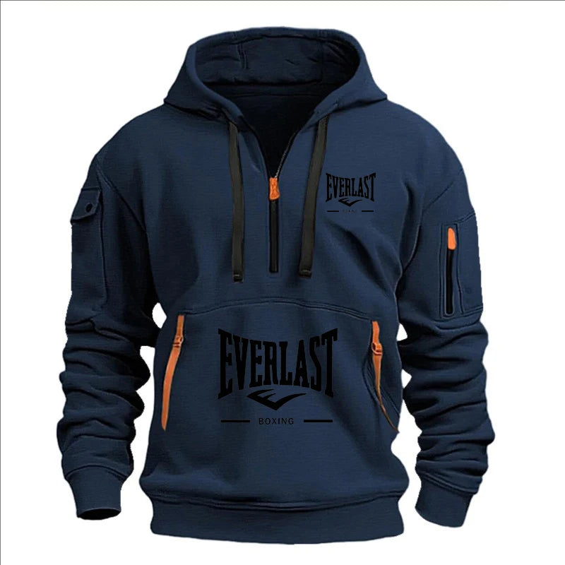Men’s Printed Fleece Hoodie with Zipper Details