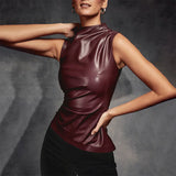 Y2K Vintage PU Leather Tank Top
