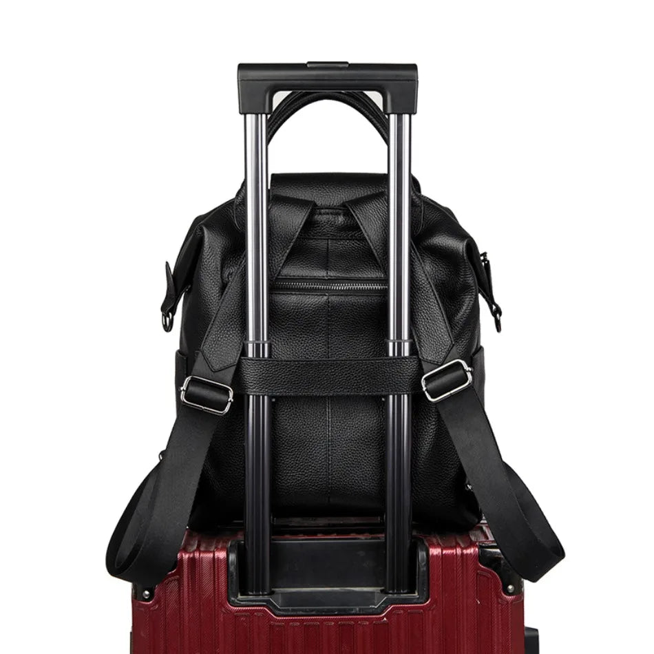 100% Genuine Cowhide Leather Women Backpack Large Capacity School Back Pack Female Casual Travel Bagpack Rucksacks for Girls Sac