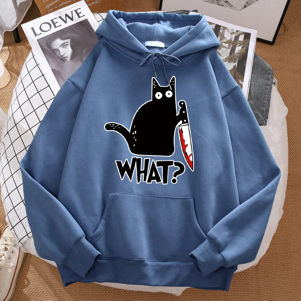 Little Black Cat Graphic Hoodie