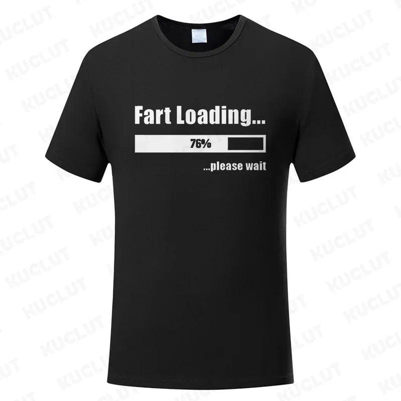 Huge Fart Loading Men's T-shirt Humor Tee Joke Gag Tshirt for Dad Gifts Guys Male Clothes Short Sleeve Tees Funny Graphic Tops