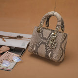Women's Genuine Leather Snakeskin Crossbody Shoulder Bag