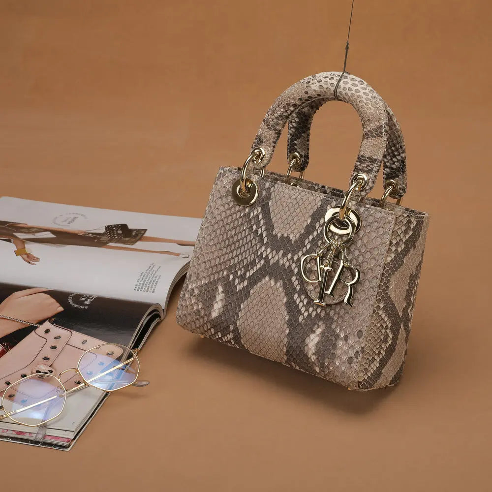 Women's Genuine Leather Snakeskin Crossbody Shoulder Bag