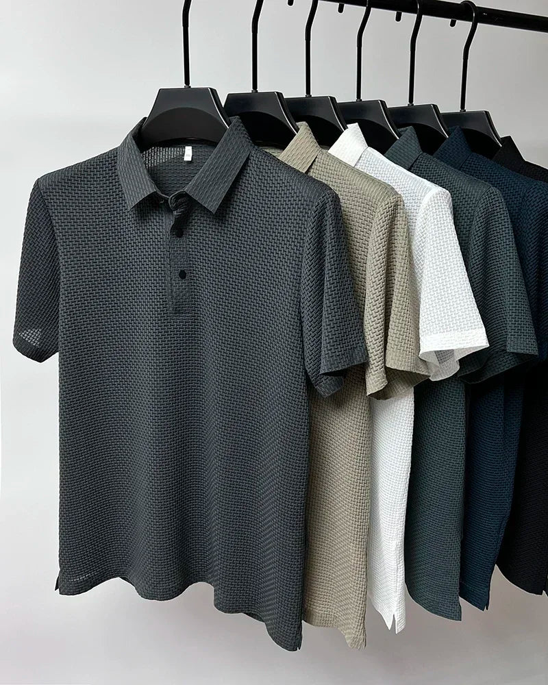 Men's Ice Silk Polo Shirt – Breathable Smart Casual Tee