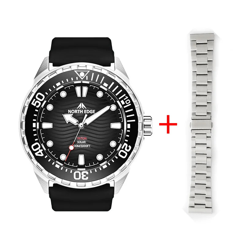 TRITON Men's Solar Dive Watch with Ceramic Bezel