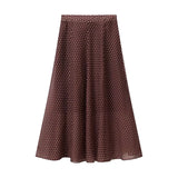 KONDALA Vintage Polka Dot Women Sets Chiffon Bow Tie Loose Blouses Loose Long Skirts Fashion 2026 Spring Summer Holiday Suits