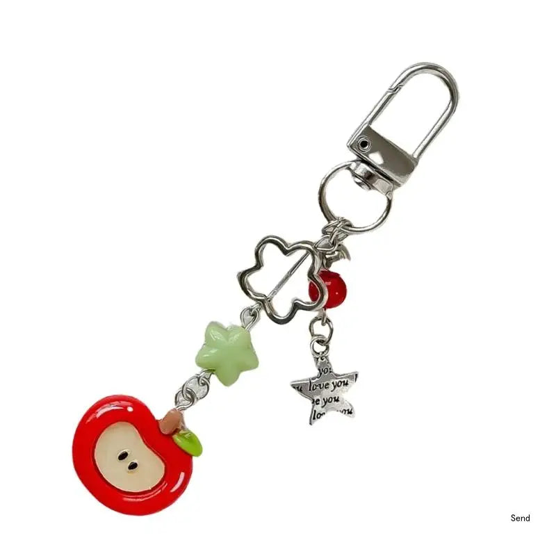 Elegant Phone Charm Lanyard Colorful Fruit Beaded Keychain Stylish Keyring Fashionable Bag Purse Pendant for Women Girls