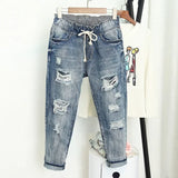 Women's Ripped High Waist Boyfriend Jeans – Plus Size
