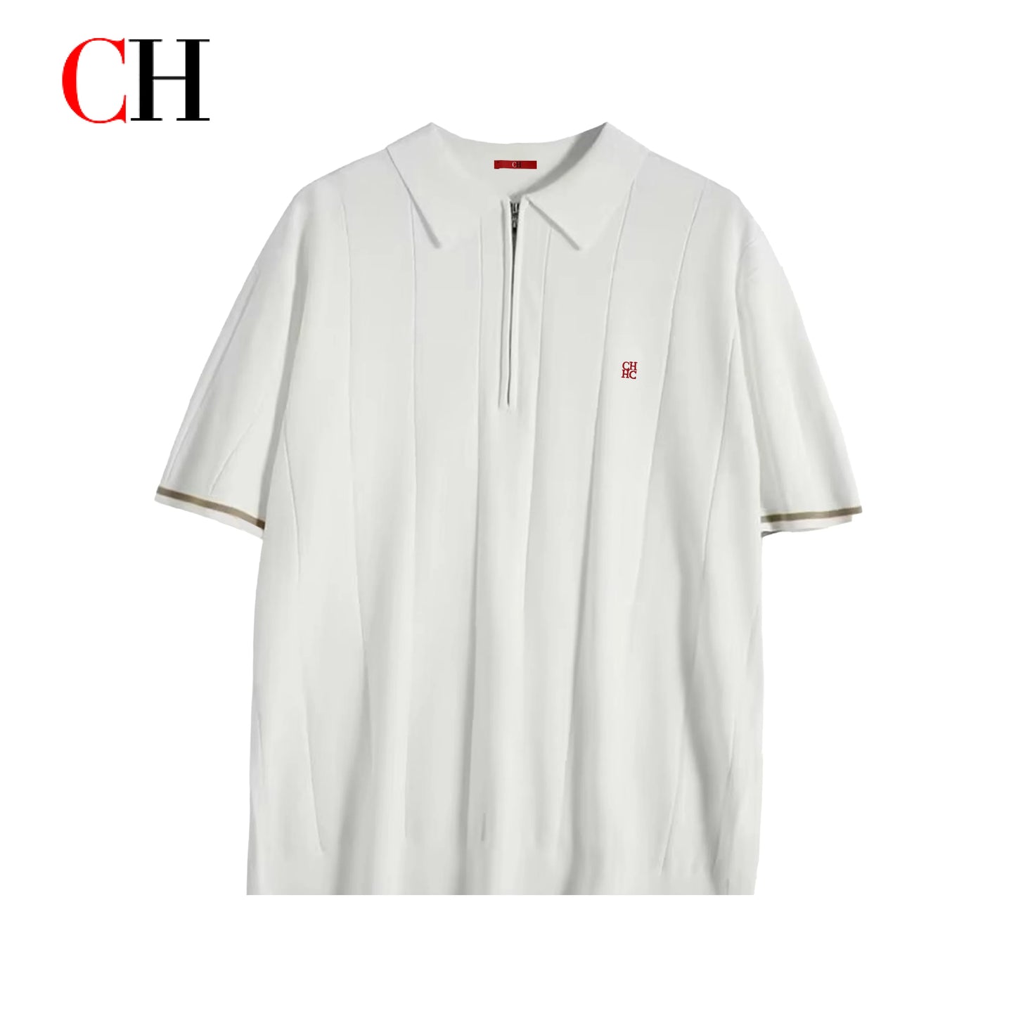 Men's Knit Polo Half-Zip | Embroidered Collar Tee