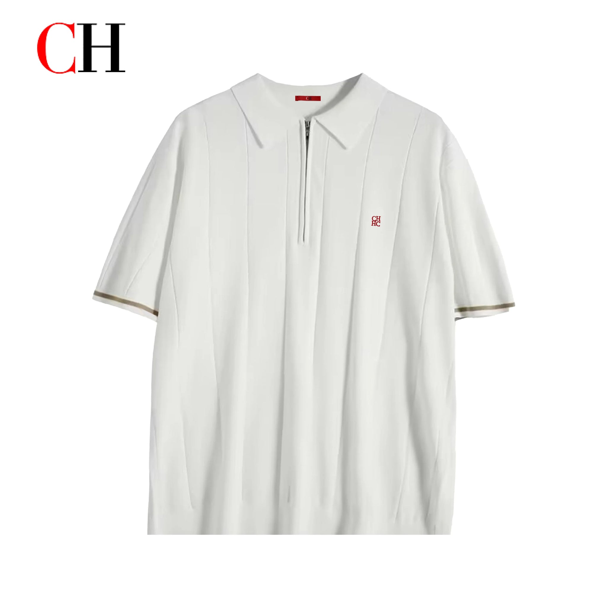 Men's Knit Polo Half-Zip | Embroidered Collar Tee