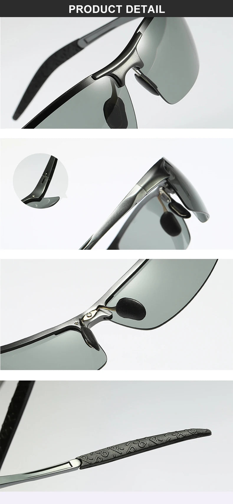 SZTZX Aluminium Rimless Outdoor Sport Photochromic Sunglasses Men Polarized  Anti-UV Driving Fishing Glasses Cycling Goggle