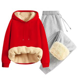 Men’s Thickened Lamb Velvet Hoodie Set