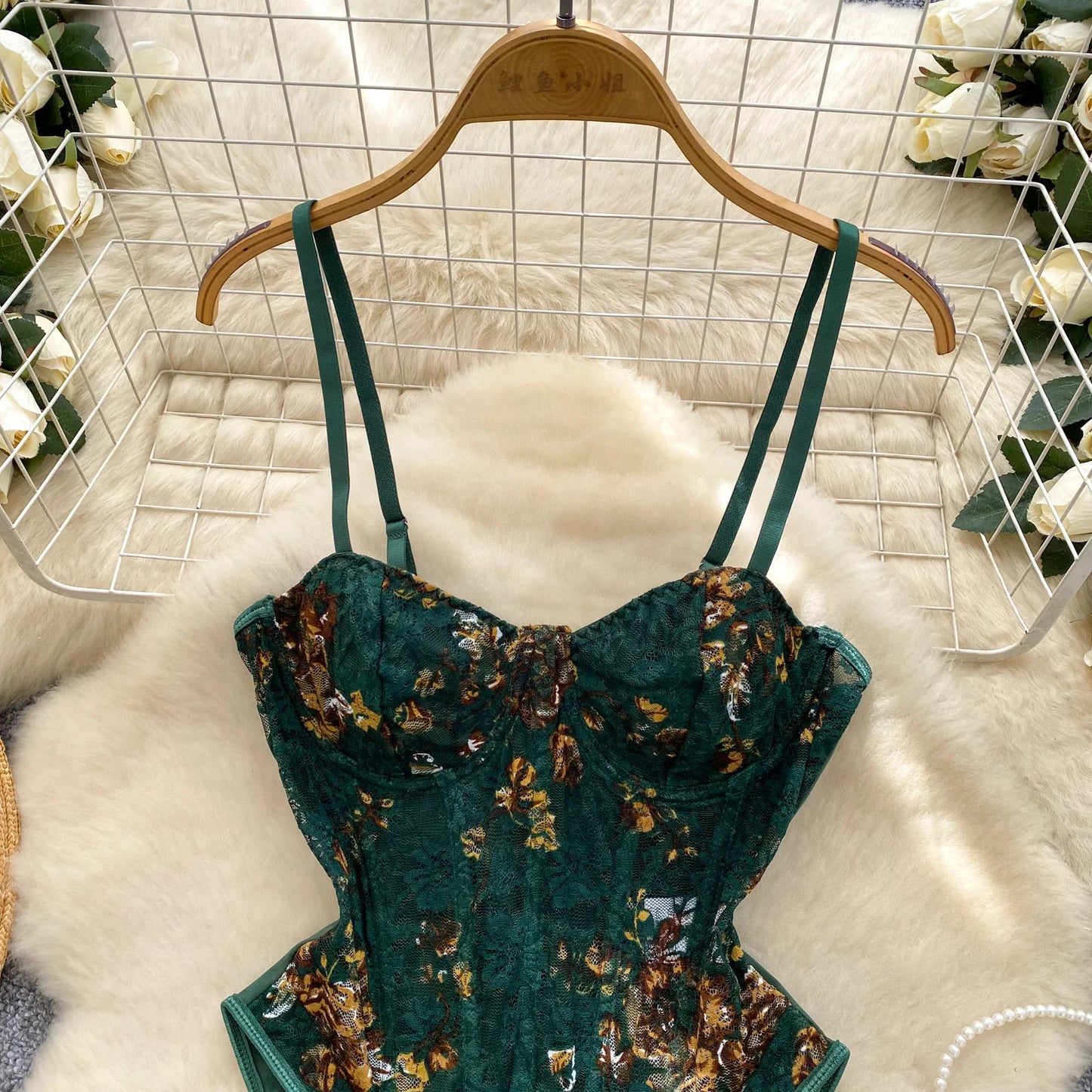 Vintage Elegant Fishbone Print Bodysuit – Chic Fairy Floral Summer Blouse Shirt