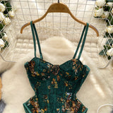 Vintage Elegant Fishbone Print Bodysuit – Chic Fairy Floral Summer Blouse Shirt
