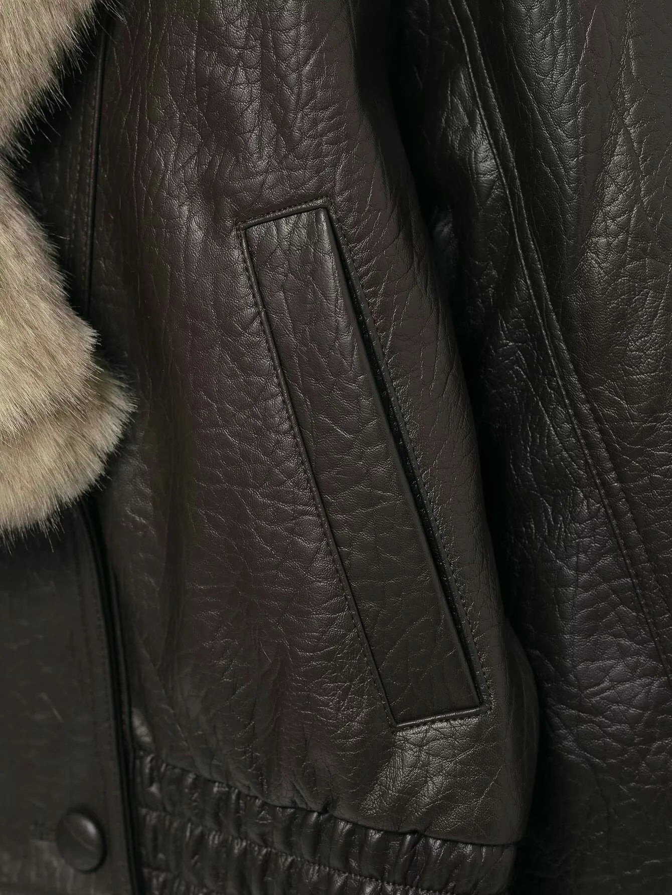 Oversized Faux Leather Winter Jacket