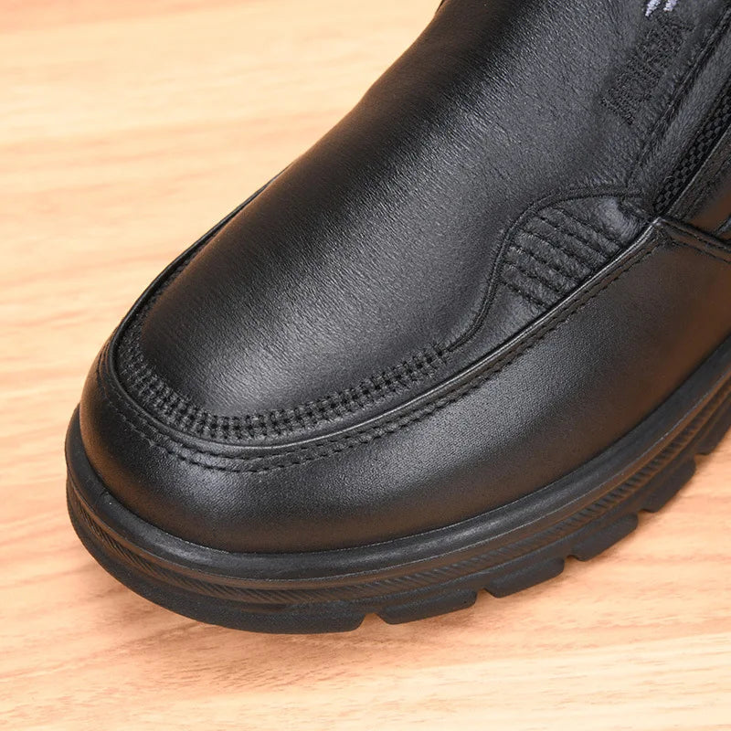 Men’s Waterproof Leather Snow Boots – Anti-Slip Winter Warmth