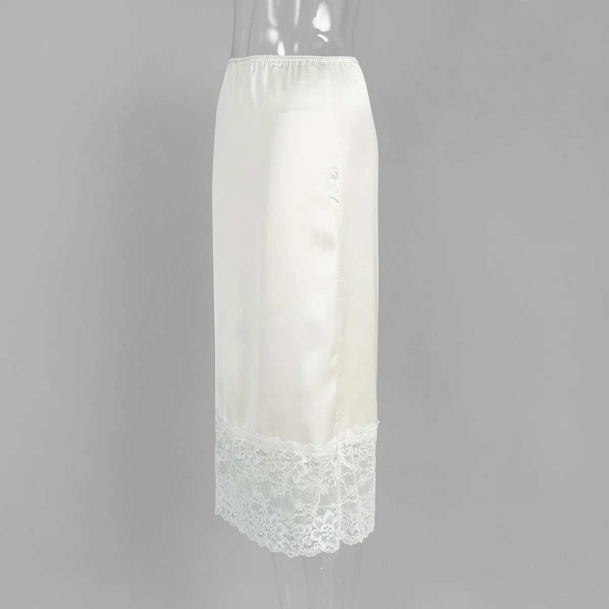 Elegant High-Waist Lace Midi Skirt