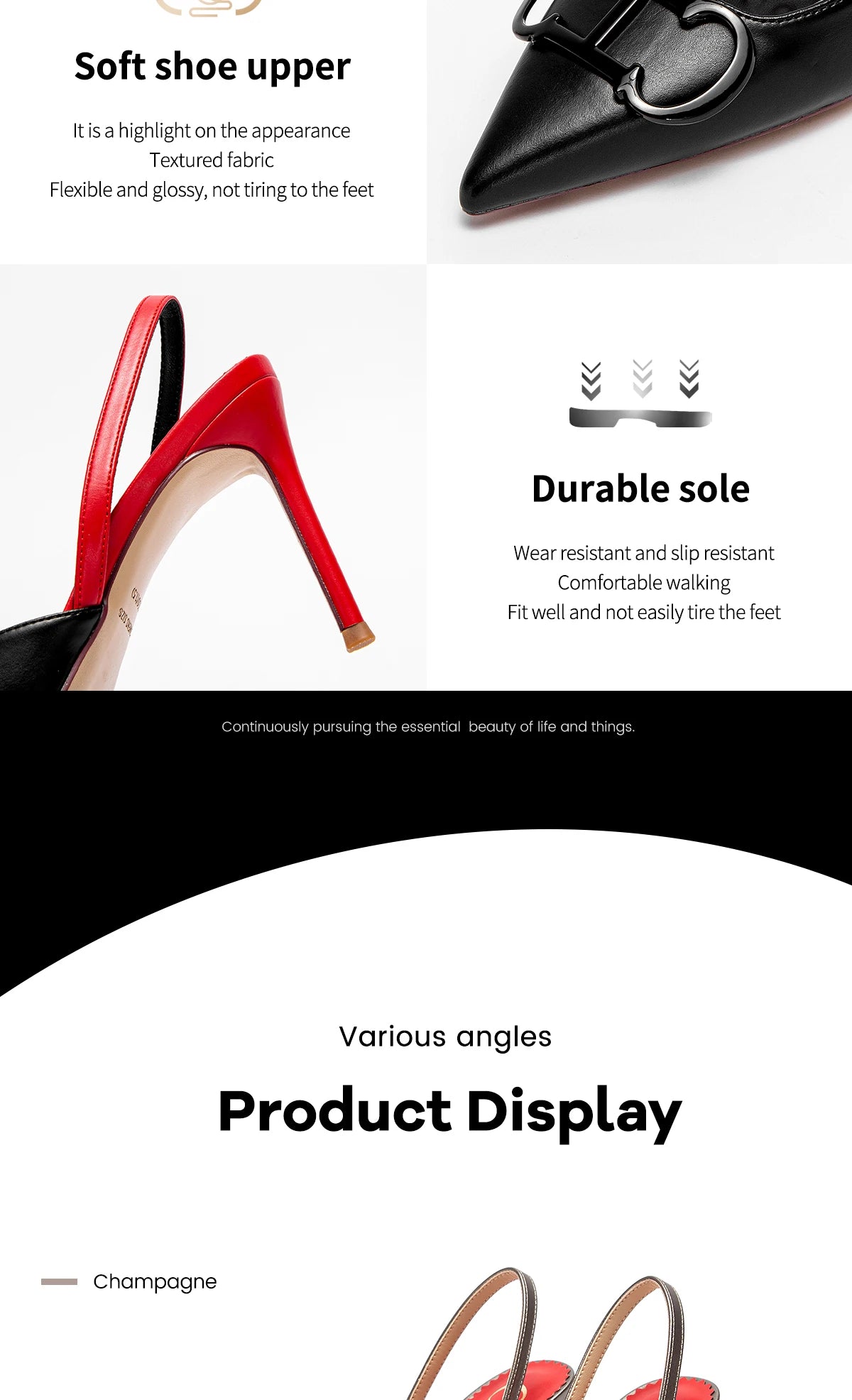 CHCH Women's Strappy Pointed-Toe Platform Heels | 9cm