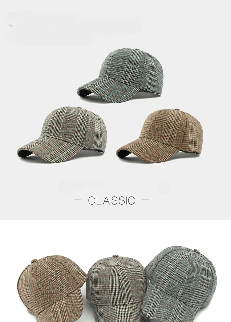Unisex Checkered Baseball Cap with Adjustable Strap