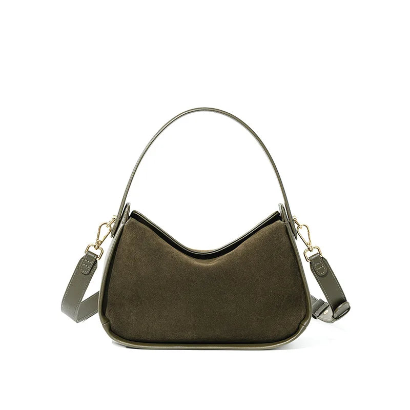 2025 New Suede Leather Crossbody Bag Unique Design Shoulder Pack Women Work Commuting Handbag Urban Beauty Box Tote Messenger