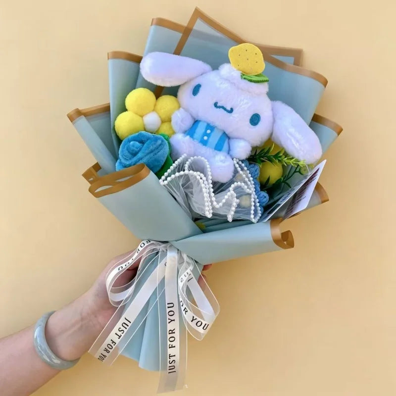 Genuine Sanrio Characters Plush Toys With Artificial Flowers Creative Handmade Bouquets Christmas Birthday New Year Gift